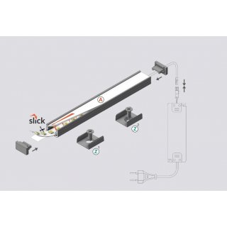 AU-MINI8 200cm LED-Profil silber H7*B12,2mm Aufbau-Profil