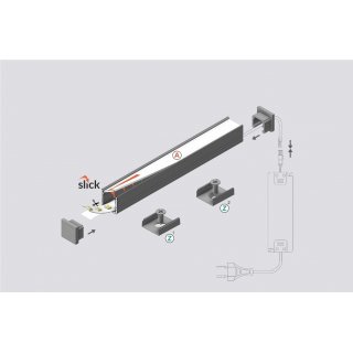 EIB-PLANAR10 100cm LED-Profil silber H12*18,8mm Einbau-Profil CUT_T11,2*b12mm