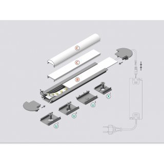 EIB-GRO10 200cm LED-Profil silber H7*B24mm Einbau-Profil CUT_T6,2*b18mm