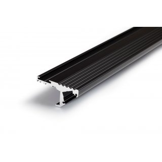 DUO-STEP10 200cm LED-Profil Schwarz H20,6*B41,5mm Teppen-Profil-(Auslaufartikel)