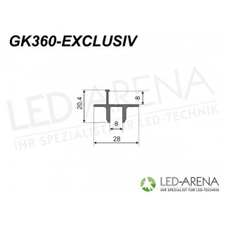 2,0m GK360-EXCLUSIV Glaskantenprofil für 8mm Glasböden
