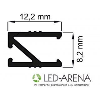 EIB-HII8 200cm LED-Profil SILBER H12,2*8,2mm für 8mm LED-Streifen EINBAUPROFIL Küchenprofil MICRO