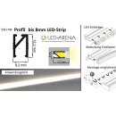 EIB-HII8 200cm LED-Profil SILBER H12,2*8,2mm für 8mm...