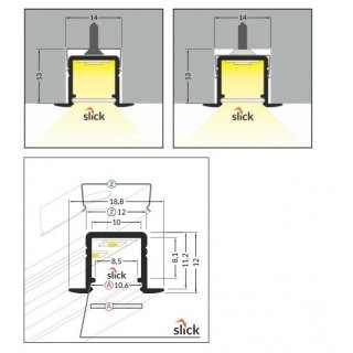 EIB-Smart10 200cm LED-Profil silber H12*18,8mm Einbau-Profil CUT_T11,2*b12mm