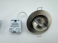 EIONLED 7W Einbauleuchte Edelstahl Flach 770LM Dimmbar IP65 Gekapselt 300°Schwenkbar CCT 3in1 (UWW-WW-NW) DA:68mm T:30mm