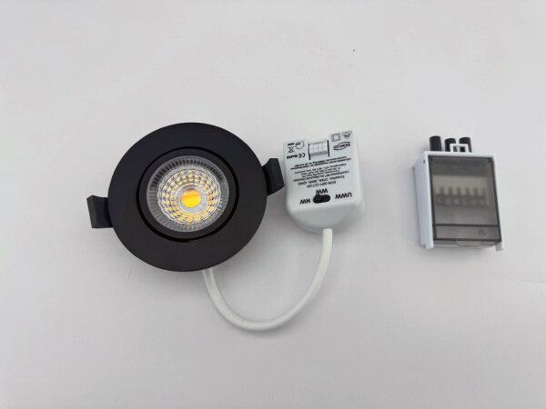 EIONLED 7W Einbauleuchte Schwarz Flach 770LM Dimmbar IP65 Gekapselt 300°Schwenkbar CCT 3in1 (UWW-WW-NW) DA:68mm T:30mm