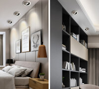 EIONLED 7W Einbauleuchte Silber Flach 770LM Dimmbar IP65 Gekapselt 300°Schwenkbar CCT 3in1 (UWW-WW-NW) DA:68mm T:30mm