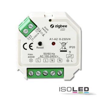 ZigBee 3.0/Push Universal Triac-Dimmer 230V, 200VA H20,6 x B45 x L45mm IP20 100-240V AC