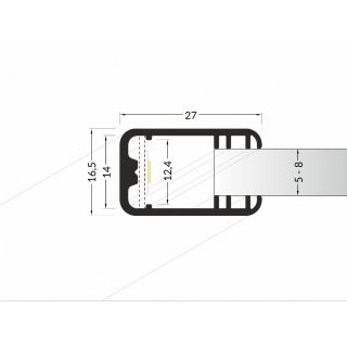 GK8-12 200cm LED-Profil schwarz H16,5*B27mm Glaskanten-Profil