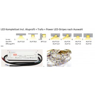 5m EIONLED PROFESSIONAL SET EINFARBIG 3000K Warmweiß  incl. LED Band, ALUPROFIL Auswahl 1-7,  7-Jahre Garantie auf Netzteil