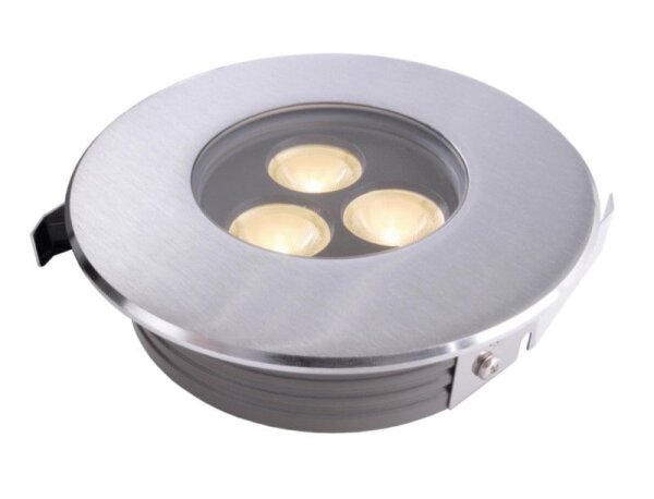 Bodeneinbauleuchte, Flat 230V 105 mm, 5,5 W, 3000 K, Silber, 220-240 V/AC, 50 / 60 Hz, IP 67