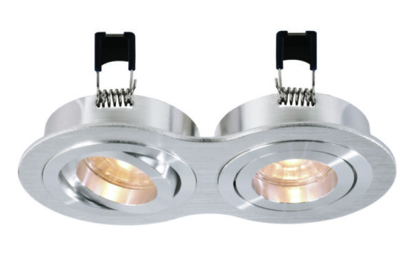 Einbaustrahler, Mira, 2x max. 35 W MR16, Silber, Spannungskonstant, 12 V/AC/DC, IP 20