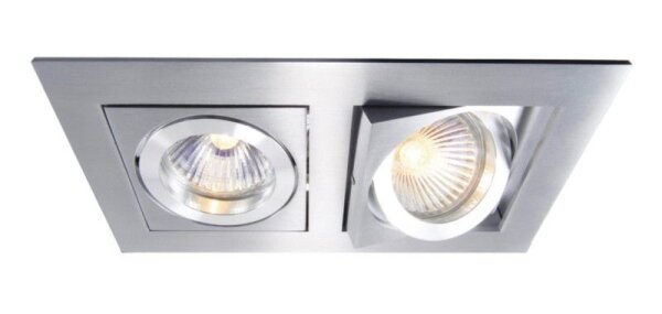 Einbaustrahler, Kardan II Square, 2x max. 50 W MR16, Silber, Spannungskonstant, 12 V/AC/DC, IP 20