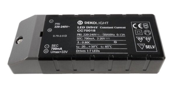 Deko-Light, Netzgerät (CC, DC), BASIC, CC, CC70018/18W, Stromkonstant, 1,4-18,0 W, 220-240 V/AC, Aus
