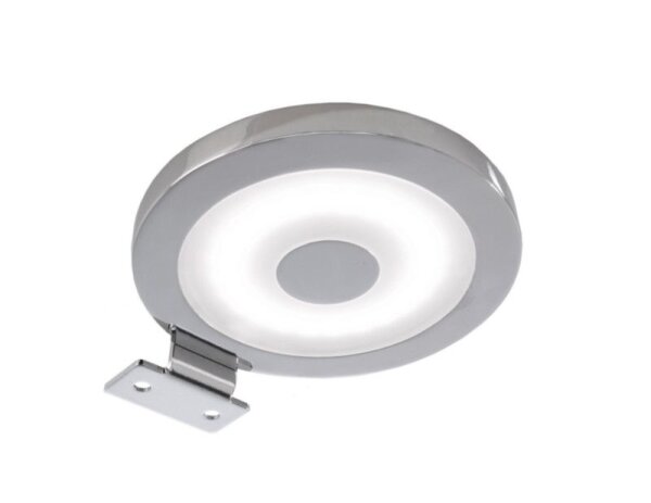Möbelaufbauleuchte, Spiegel Rund, 4,5 W, 4000 K, Silber, Mini AMP, Spannungskonstant, 12 V/DC, IP 44