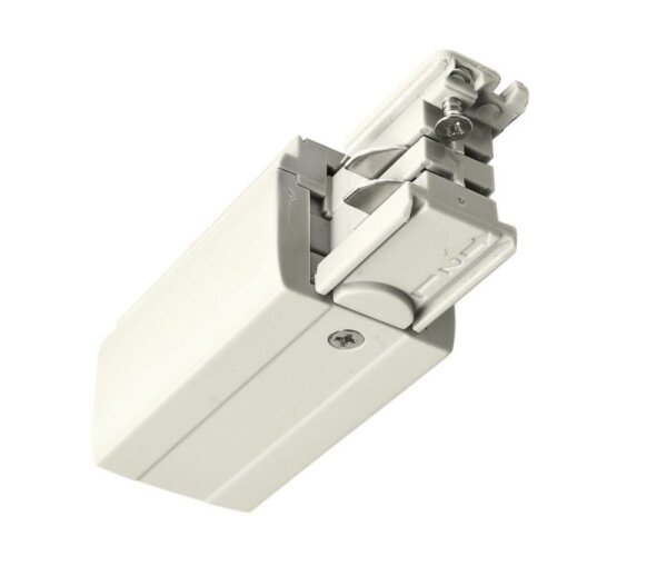 3-Phasen Schienensystem, D Line elektrischer Einspeiser links, Verkehrsweiß RAL 9016, 220-440 V/AC,