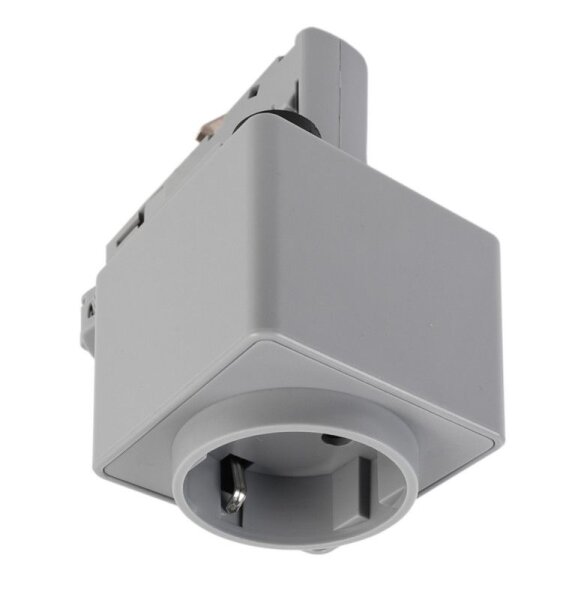 3-Phasen Schienensystem, D Line Steckdosenadapter, Hellgrau, Fenstergrau RAL 7040, 230 V/AC, IP 20