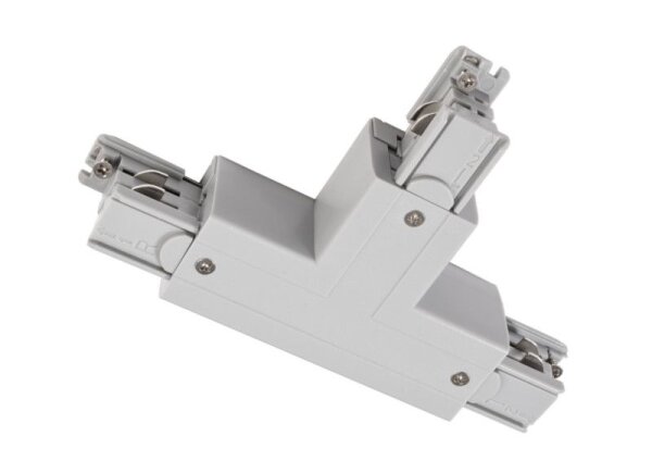 3-Phasen Schienensystem, D Line T-Verbinder links-links-rechts mit Wechselmech., Hellgrau, Fenstergr