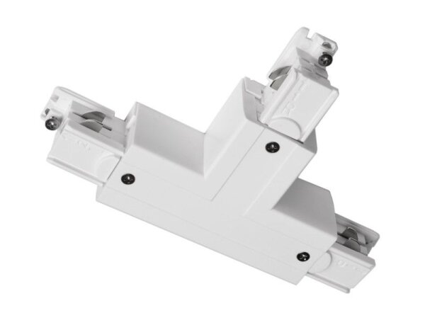 3-Phasen Schienensystem, D Line T-Verbinder rechts-rechts-links mit Wechselm., Verkehrsweiß RAL 9016