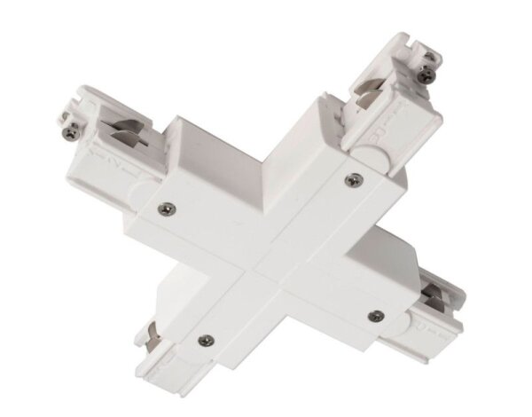 3-Phasen Schienensystem, D Line X-Verbinder links-links-rechts-rechts, Verkehrsweiß RAL 9016, 220-44