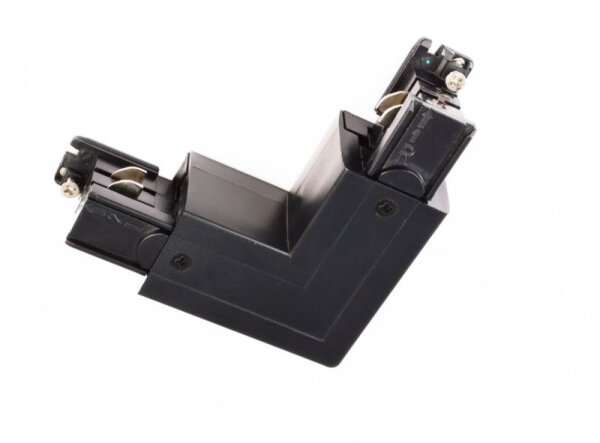 3-Phasen Schienensystem, D Line 90°-Verbinder links-rechts mit Wechselmechanik, Graphitschwarz RAL 9