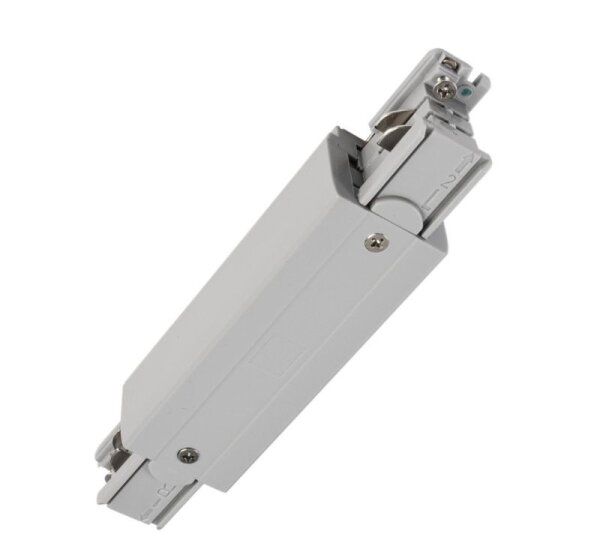 3-Phasen Schienensystem, D Line elektr. Längsverbinder mit Einspeisem. li-re, Hellgrau, Fenstergrau