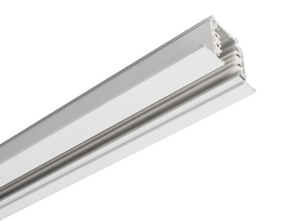 3-Phasen Schienensystem, D Line Einbaustromschiene mit Flügel 2m, weiß, Verkehrsweiß RAL 9016, 220-4