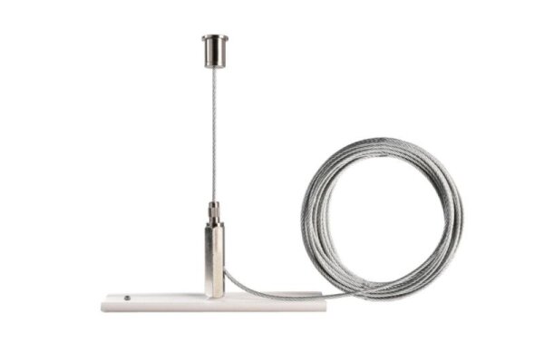 3-Phasen Schienensystem, D Line/Dali Seilabhängungshalter Mini mit 5,0m Abhängeseil, Verkehrsweiß RA