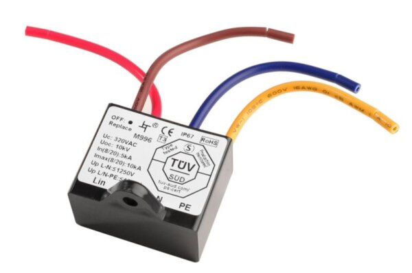 Elektrisches Montagezubehör, Überspannungsschutzfilter mit Kontrollanzeige, 230-277VAC, 5A, Länge: 3