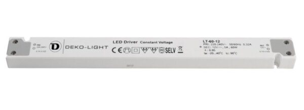 Deko-Light, Netzgerät (CV, DC), LONG-FLAT, CV, LT-60-12, Spannungskonstant, 60.0 W, 220-240 V/AC, Au