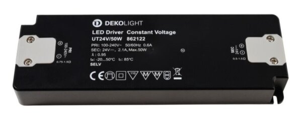 Deko-Light, Netzgerät (CV, DC), FLAT, CV, UT 24 V/50 W, Spannungskonstant, 50.0 W, 220-240 V/AC, Aus