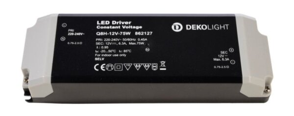 Deko-Light, Netzgerät (CV, DC), BASIC, CV, Q8H-12-75 W, Spannungskonstant, 75.0 W, 220-240 V/AC, Aus
