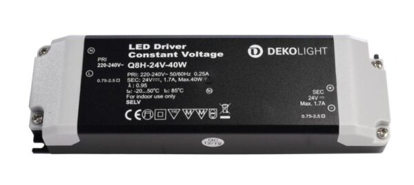 Deko-Light, Netzgerät (CV, DC), BASIC, CV, Q8H-24-40 W, Spannungskonstant, 40.0 W, 220-240 V/AC, Aus
