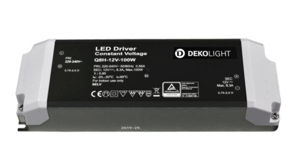 Deko-Light, Netzgerät (CV, DC), BASIC, CV, Q8H-12-100 W, Spannungskonstant, 100.0 W, 220-240 V/AC, A