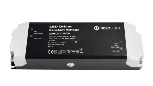 Deko-Light, Netzgerät (CV, DC), BASIC, CV, Q8H-24-100 W, Spannungskonstant, 100.0 W, 220-240 V/AC, A