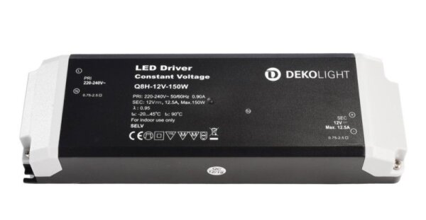 Deko-Light, Netzgerät (CV, DC), BASIC, CV, Q8H-12-150 W, Spannungskonstant, 150.0 W, 220-240 V/AC, A