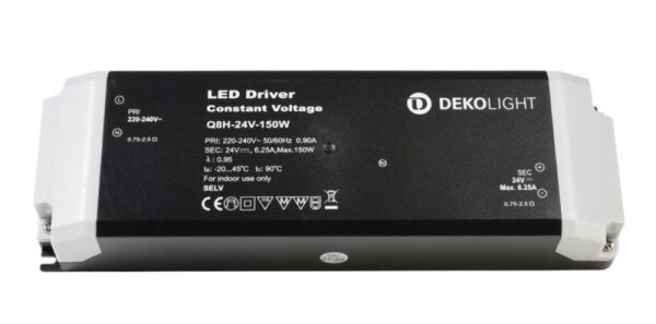Deko-Light, Netzgerät (CV, DC), BASIC, CV, Q8H-24-150 W, Spannungskonstant, 150.0 W, 220-240 V/AC, A