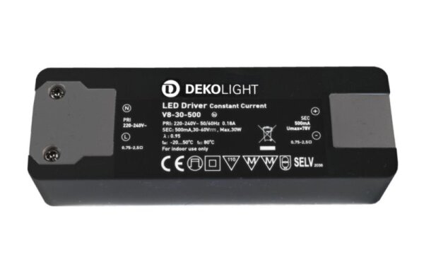 Deko-Light, Netzgerät (CC, DC), BASIC, CC, V8-30-500mA/30W, Stromkonstant, 15,0-30,0 W, 220-240 V/AC
