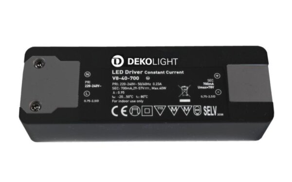 Deko-Light, Netzgerät (CC, DC), BASIC, CC, V8-40-700mA/40W, Stromkonstant, 20,0-40,0 W, 220-240 V/AC