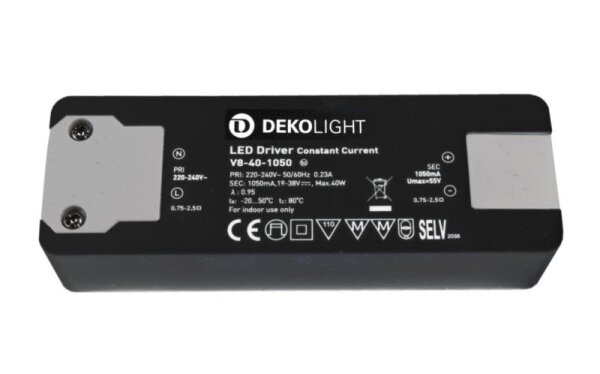 Deko-Light, Netzgerät (CC, DC), BASIC, CC, V8-40-1050mA/40V, Stromkonstant, 20,0-40,0 W, 220-240 V/A