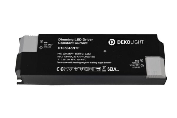 Deko-Light, Netzgerät (CC, DC) dimmbar, BASIC, DIM, CC, D105045NTF/45W, Stromkonstant, Dimmbar: Ja,