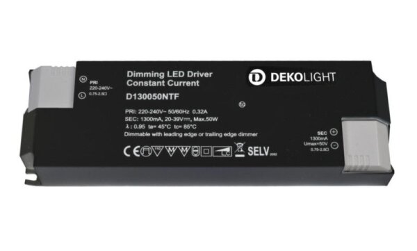 Deko-Light, Netzgerät (CC, DC) dimmbar, BASIC, DIM, CC, D130050NTF/50W, Stromkonstant, Dimmbar: Ja,