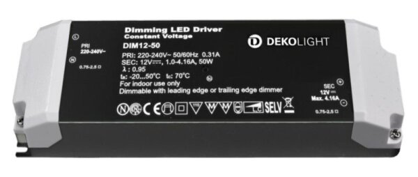 Deko-Light, Netzgerät (CV, DC) dimmbar, BASIC, DIM, CV 12 V 12-50 W, Spannungskonstant, Dimmbar: Ja,