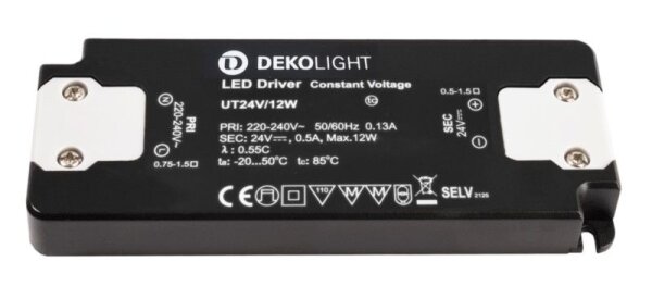 Deko-Light, Netzgerät (CV, DC), FLAT, CV, UT 24 V/12 W, Spannungskonstant, 12.0 W, 220-240 V/AC, Aus
