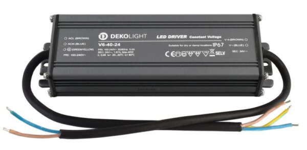 Deko-Light, Netzgerät (CV, DC), IP, CV, V6-40-24, Spannungskonstant, 40.0 W, 100-240 V/AC, Bemessung