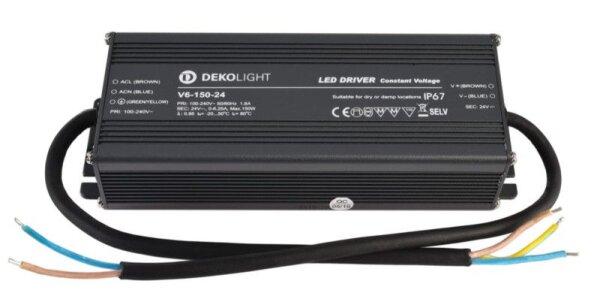 Deko-Light, Netzgerät (CV, DC), IP, CV, V6-150-24, Spannungskonstant, 150.0 W, 100-240 V/AC, Bemessu