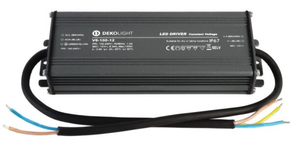 Deko-Light, Netzgerät (CV, DC), IP, CV, V6-100-12, Spannungskonstant, 100.0 W, 100-240 V/AC, Ausgang