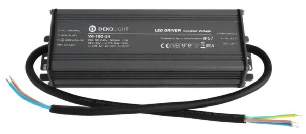 Deko-Light, Netzgerät (CV, DC), IP, CV, V6-100-24, Spannungskonstant, 100.0 W, 100-240 V/AC, Ausgang