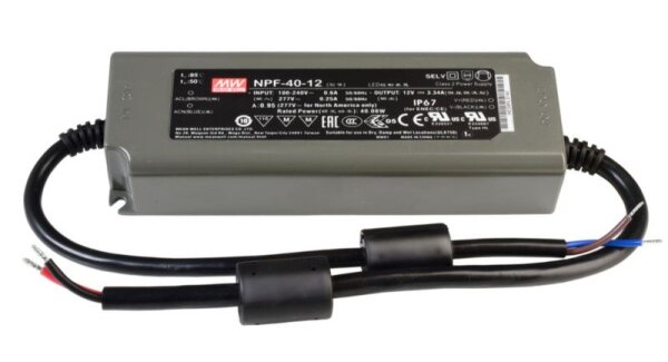 Meanwell, Netzgerät (CV, DC), CV, NPF-40-12, Spannungskonstant, 40.0 W, 90-305 V/AC, Ausgangsspannun