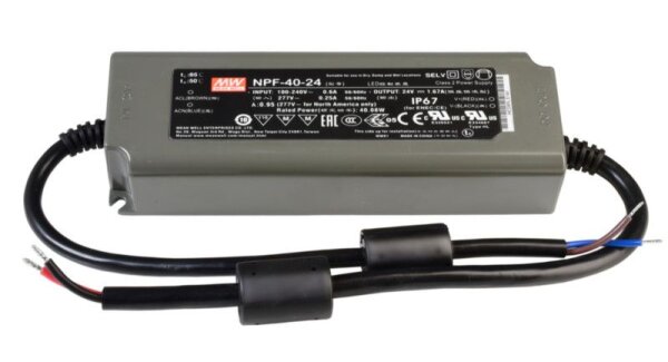 Meanwell, Netzgerät (CV, DC), CV, NPF-40-24, Spannungskonstant, 40.0 W, 90-305 V/AC, Ausgangsspannun